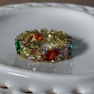 Park Lane “Confetti” multi-stone eternity band rainbow CZ size 7 women’s ring
